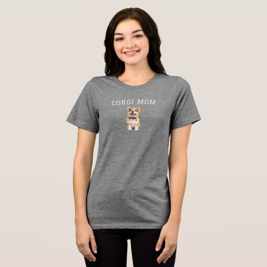 コーギーママTシャツ 誇り高きコーギーオーナー 犬好きのための トライブレンドＴシャツ (正面全面)