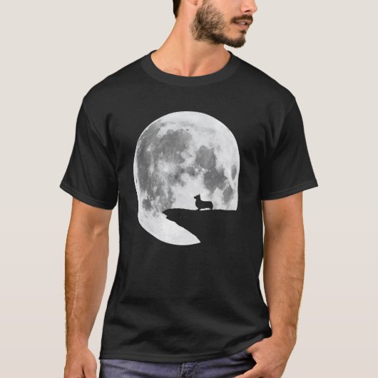 コーギームーン犬の種類ハロウィンTシャツ Tシャツ (正面)