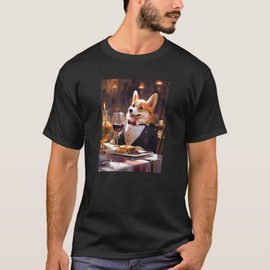 コーギーワイン 楽しい犬の飲み物 Tシャツ (正面)