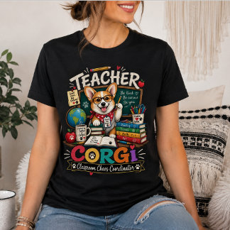 コーギー先生 - 面白い先生の犬教室のカオス Tシャツ