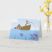 コーギー及び息子の魚釣りカード カード (黄色い花)