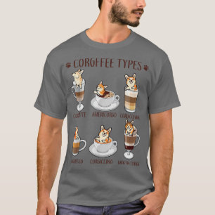 コーギー型コーヒー及びコーギおもしろい Tシャツ