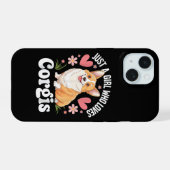 コーギー好きな女の子 iPhone 15ケース (裏面横)