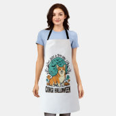 コーギー好き女子のためのハロウィンTシャツ_1 エプロン (着用した状態)