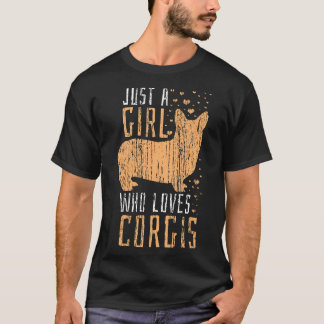 コーギー好き女子のビンテージ風Tシャツ Tシャツ