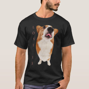 コーギー愛は犬のお母さんお父さん子犬ペット女性男性子供 Tシャツ