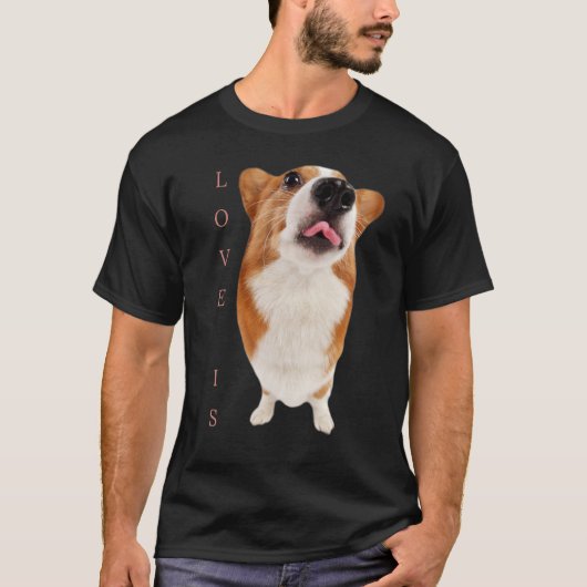 コーギー愛は犬のお母さんお父さん子犬ペット女性男性子供 Tシャツ (正面)