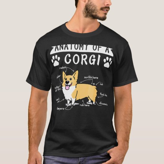 コーギー愛好家のためのコーギーの解剖学 Tシャツ (正面)