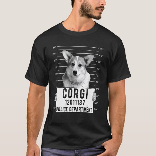 コーギー指名手配犯イヌ Tシャツ (正面)