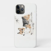 コーギー水彩画 - 日本の墨絵風イラスト Case-Mate iPhoneケース (裏)
