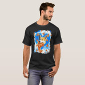 コーギー犬がピザを食べる愛ハート雲 Tシャツ (正面フル)