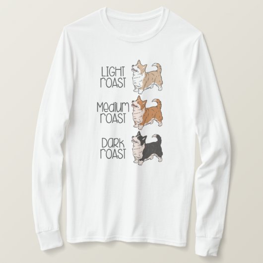 コーギー犬とコーヒー Tシャツ (デザイン正面)