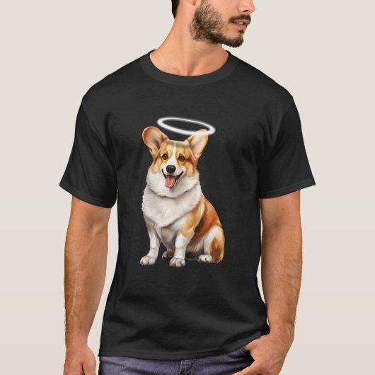 コーギー犬と天使 Tシャツ (正面)