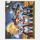 コーギー犬のかぼちゃハロウィン面白グッズ フリースブランケット (正面)