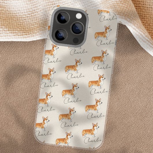 コーギー犬のイラスト 水彩画 iPhoneケース