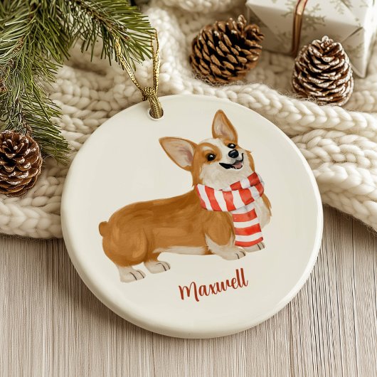 コーギー犬のクリスマスオーナメント セラミックオーナメント