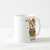 コーギー犬のクリスマスセーターサンタ帽子 コーヒーマグカップ (正面右)