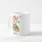 コーギー犬のクリスマスセーターサンタ帽子 コーヒーマグカップ (正面左)