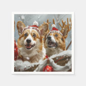 コーギー犬のクリスマス スタンダードカクテルナプキン (正面)