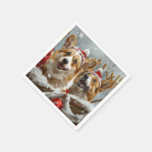 コーギー犬のクリスマス スタンダードカクテルナプキン (角)