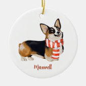 コーギー犬のクリスマス セラミックオーナメント (正面)