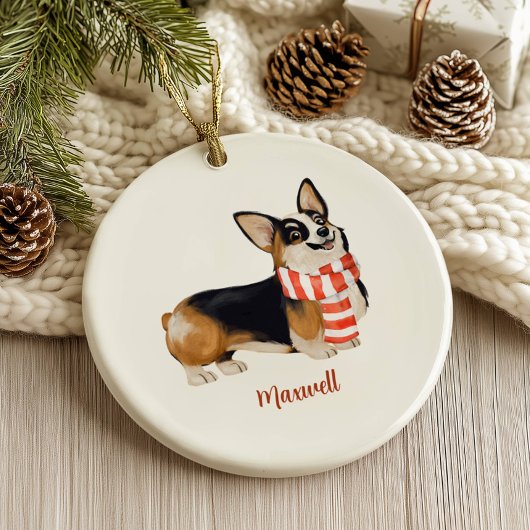 コーギー犬のクリスマス セラミックオーナメント