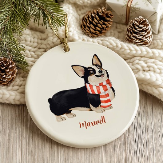 コーギー犬のクリスマス セラミックオーナメント