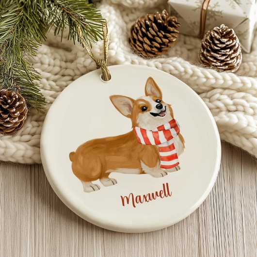 コーギー犬のクリスマス セラミックオーナメント
