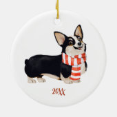 コーギー犬のクリスマス セラミックオーナメント (裏面)