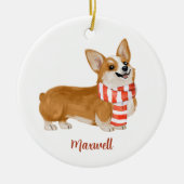 コーギー犬のクリスマス セラミックオーナメント (正面)