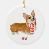コーギー犬のクリスマス セラミックオーナメント (裏面)