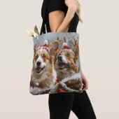 コーギー犬のクリスマス  トートバッグ (クローズアップ)