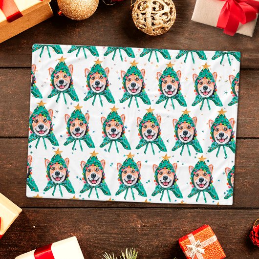 コーギー犬のクリスマス フリースブランケット