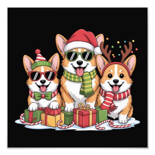 コーギー犬のクリスマス ママ 犬好き ホリデーギフト フォトプリント            (正面)