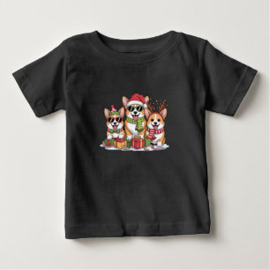 コーギー犬のクリスマス ママ 犬好き ホリデーギフト ベビーTシャツ