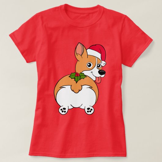 コーギー犬のクリスマスTシャツ Tシャツ (デザイン正面)