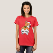 コーギー犬のクリスマスTシャツ Tシャツ (正面フル)