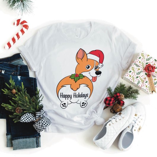 コーギー犬のクリスマスTシャツ Tシャツ