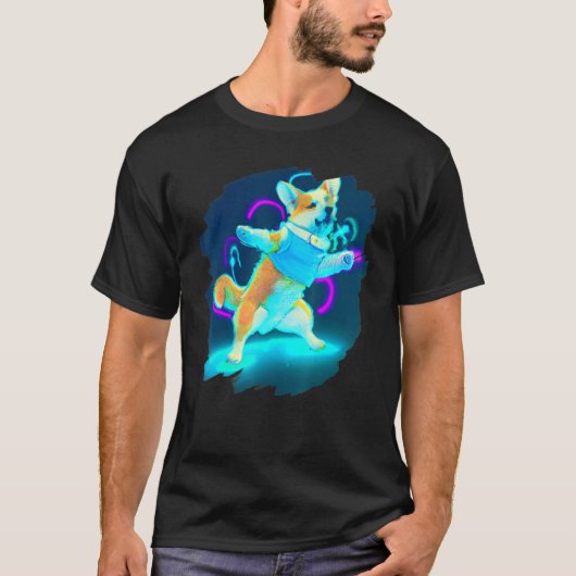コーギー犬のダンス レトロ ブレイクダンス ダンサー Tシャツ (正面)
