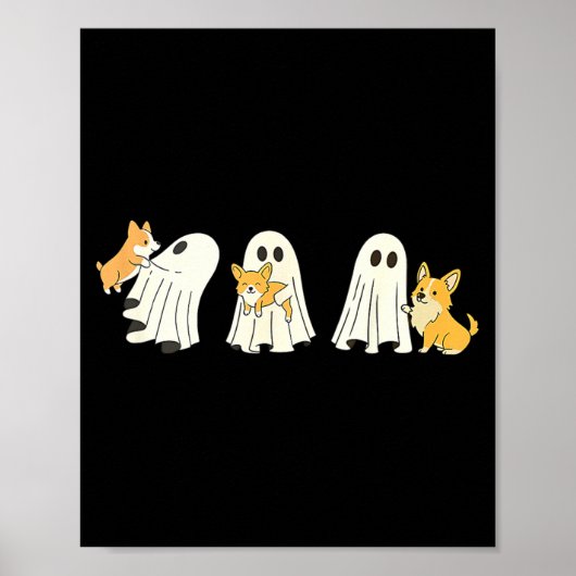 コーギー犬のハロウィーンの幽霊 ポスター (正面)