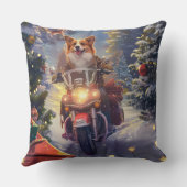 コーギー犬のバイク乗りクリスマス クッション (裏面)
