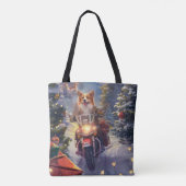 コーギー犬のバイク乗りクリスマス トートバッグ (裏面)