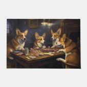 コーギー犬のポーカーアート ドアマット (正面)