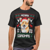 コーギー犬のメリーなCorgmasのクリスマスのTシャツのギフト Tシャツ (正面)