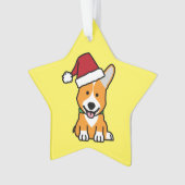 コーギー犬の子犬のペンブロークのウェールズのクリスマスのサンタの帽子 オーナメント (正面)