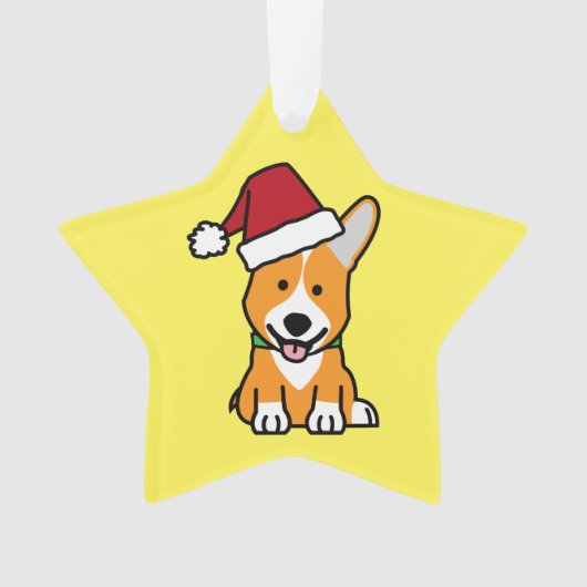 コーギー犬の子犬のペンブロークのウェールズのクリスマスのサンタの帽子 オーナメント (正面)
