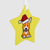コーギー犬の子犬のペンブロークのウェールズのクリスマスのサンタの帽子 オーナメント (正面)