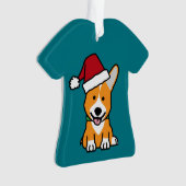 コーギー犬の子犬のペンブロークのウェールズのクリスマスのサンタの帽子 オーナメント (正面)