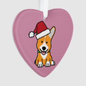 コーギー犬の子犬のペンブロークのウェールズのクリスマスのサンタの帽子 オーナメント (正面)