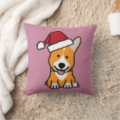 コーギー犬の子犬のペンブロークのウェールズのクリスマスのサンタの帽子 クッション (ブランケット)